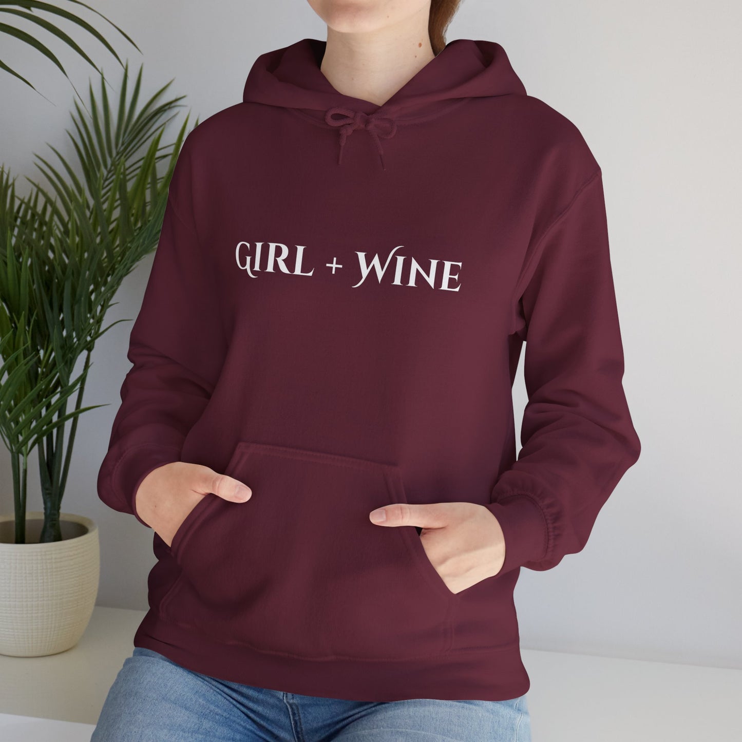 Girl Plus Wine Heavy Blend Hoodie (Available in 7 Colors)