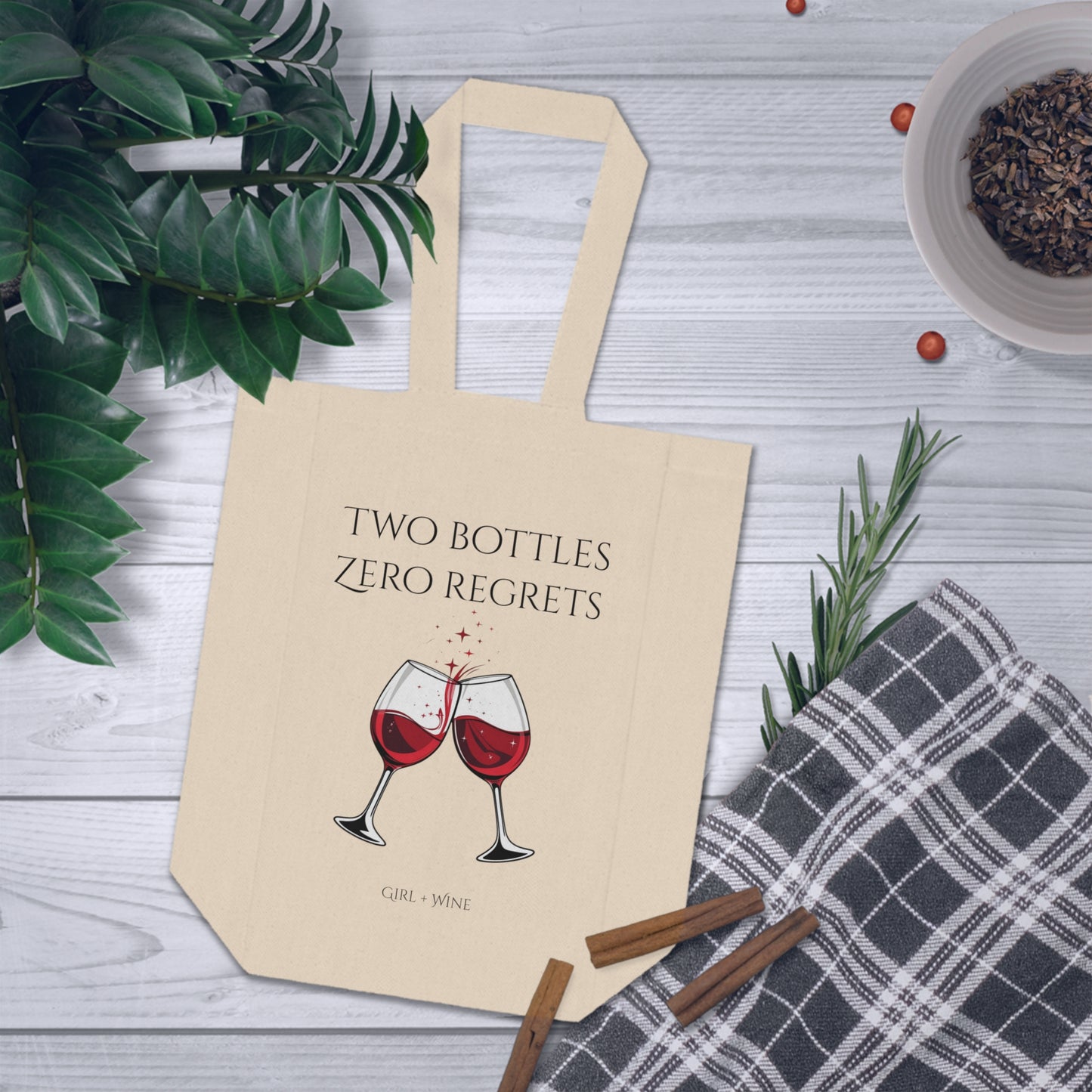 Double Wine Tote Bag -Two Bottles, Zero Regrets
