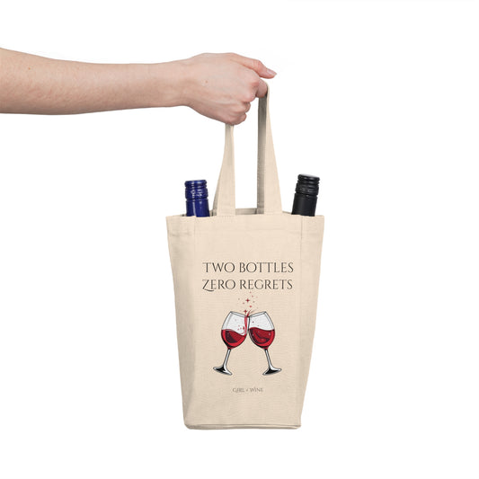 Double Wine Tote Bag -Two Bottles, Zero Regrets