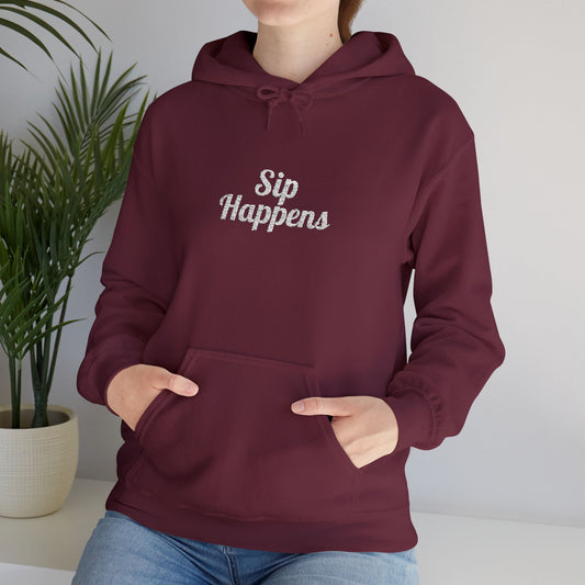 Unisex Sip Happens Hoodie – Embroidered