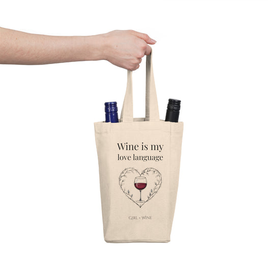 Double Wine Tote Bag - Wine Is My Love Language
